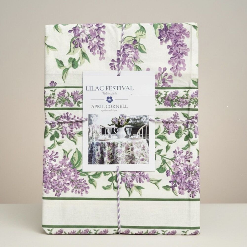 April Cornell Lilac Festival Floral Tablecloth 60x84" Cottagecore Country Purple
